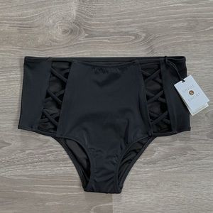 BRAND NEW black high waist hipster bikini bottom